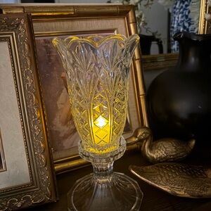 Clear Crystal Pedestal Fairy Lamp Classic Cut Glass
